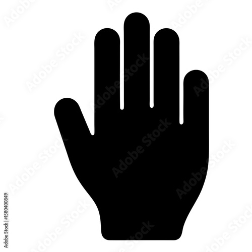 Black silhouette of a raised hand with four fingers extended upwards