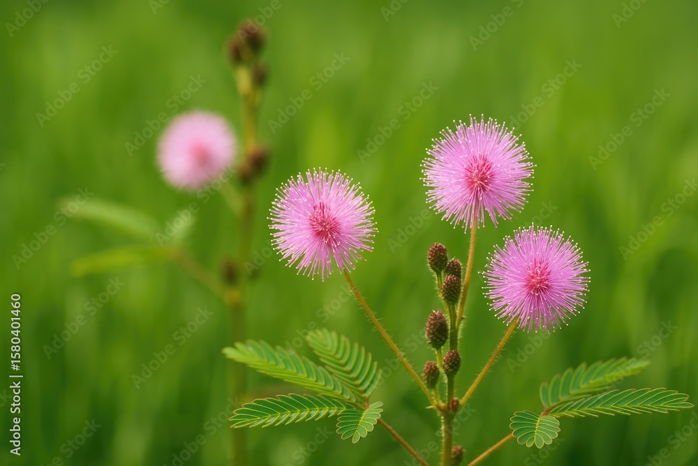 Fototapeta premium Blurred background showcasing touch-me-not tree with delicate flowers