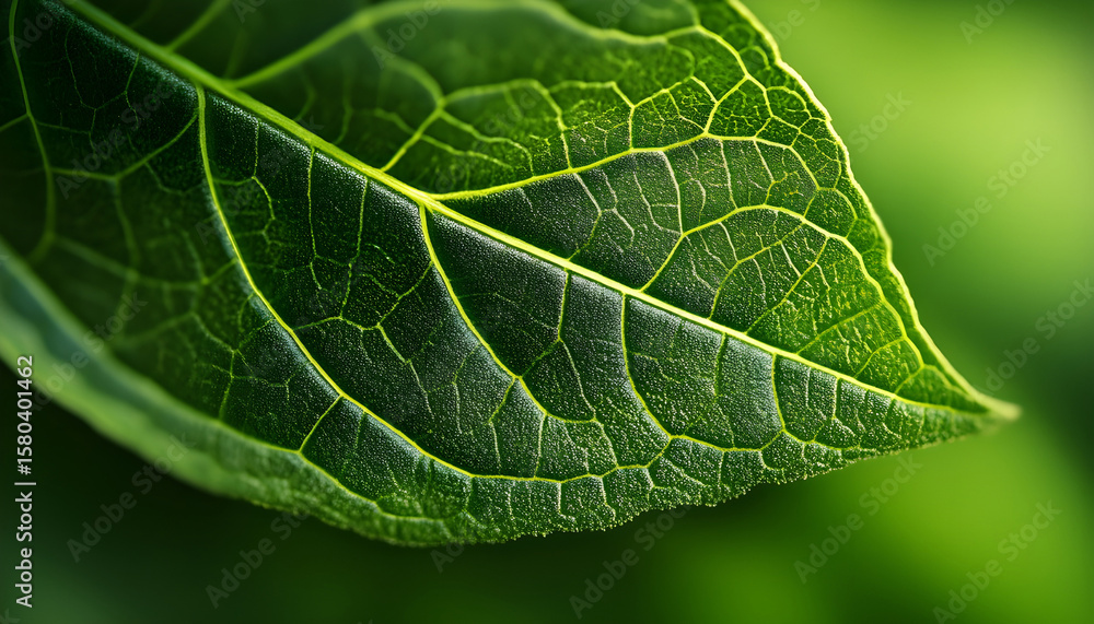 Fototapeta premium leaf is shown in a close up, with the veins and the leaf's edge visible
