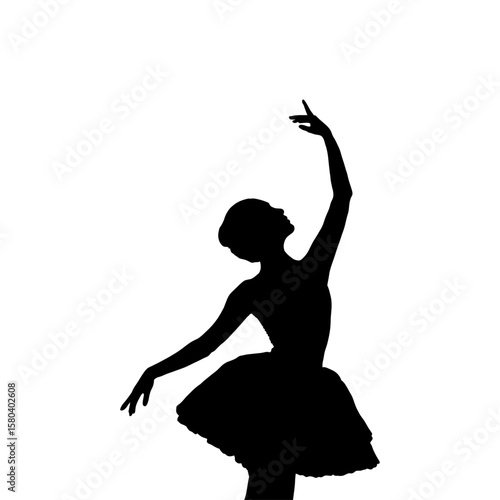 Silhouette of Ballet Dancer in Elegant Pose