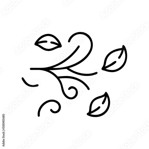 Wind swirling leaves symbolizing autumn breeze concept of icon  
