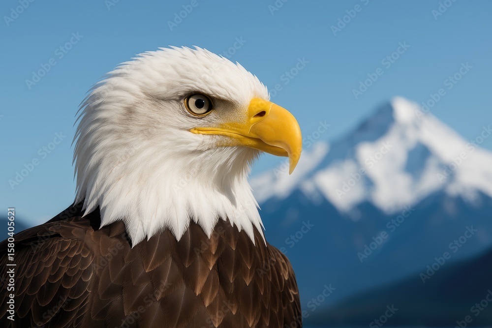 Obraz premium The head of a feathered predator with a bald appearance