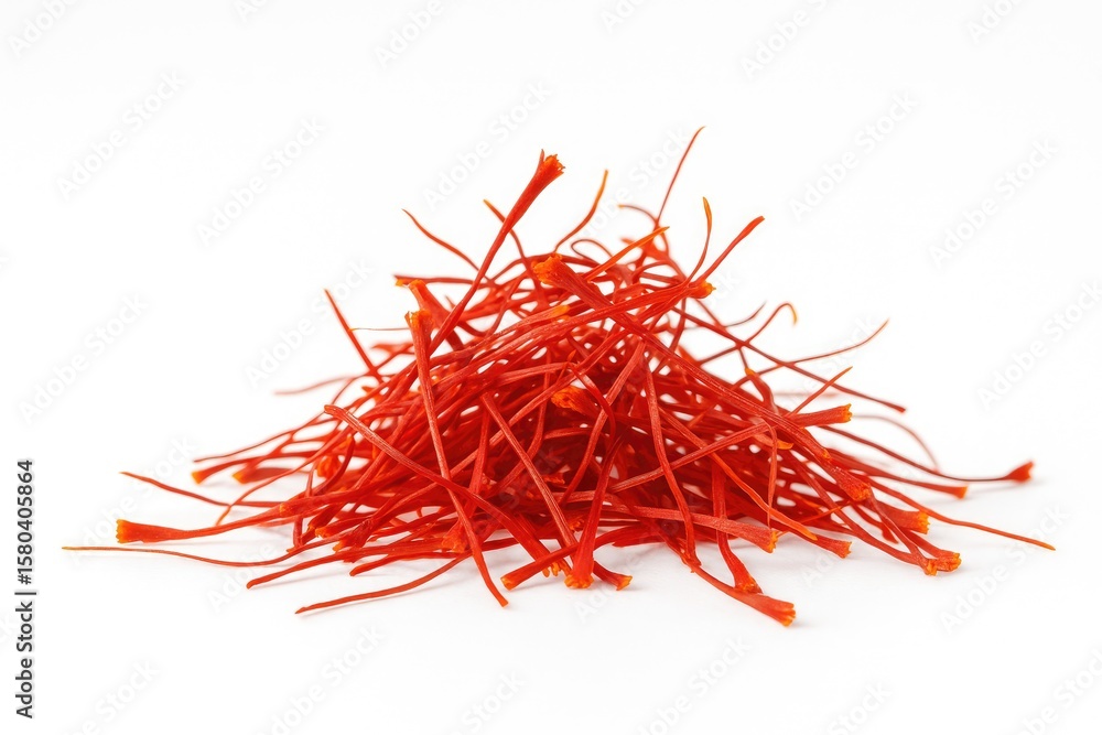 Fototapeta premium Isolated aromatic saffron stigmas on a white background