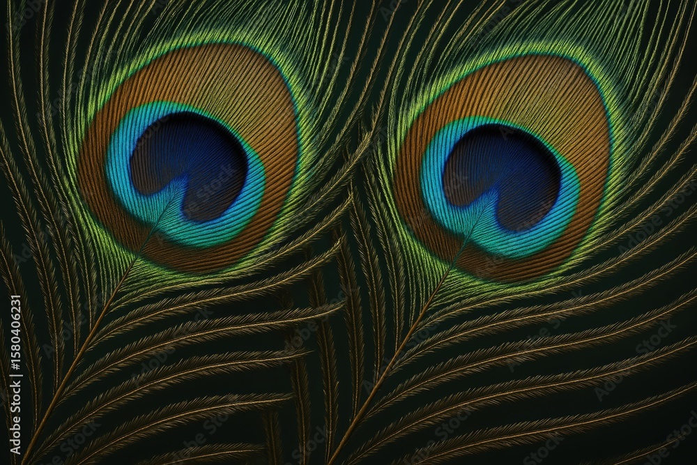 Obraz premium Two Elegant Peacock Feathers Displayed