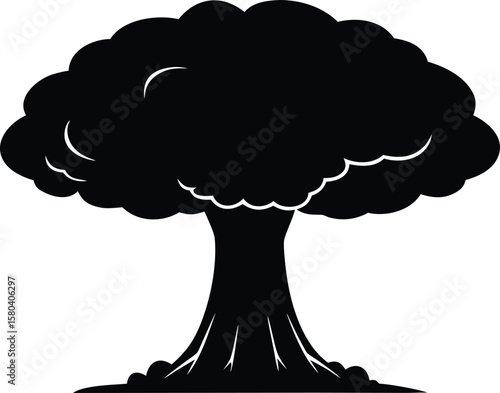 dramatic mushroom cloud outline for military themed designs
