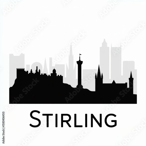 Stirling Skyline Silhouette - Historic Scottish Landmark City Vector Illustration