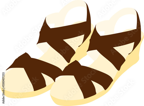 brown and cream sandals clip art preview
