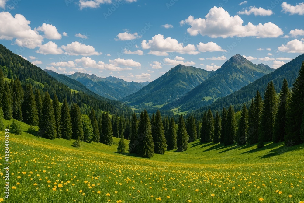 Fototapeta premium Mountain scenery during springtime