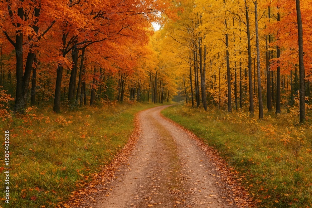 Obraz premium Exploring a fall-themed woodland trail