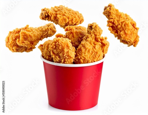 Crispy Fried Chicken Pieces in Bucket