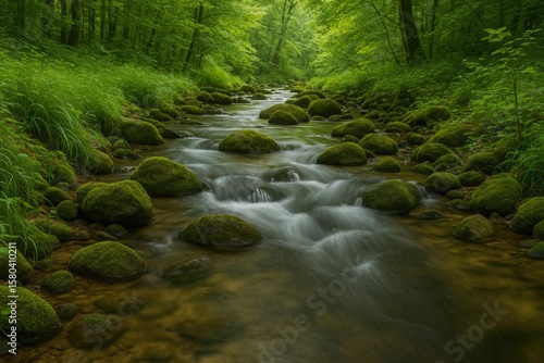 The enchanting flow of water through the woodland scenery