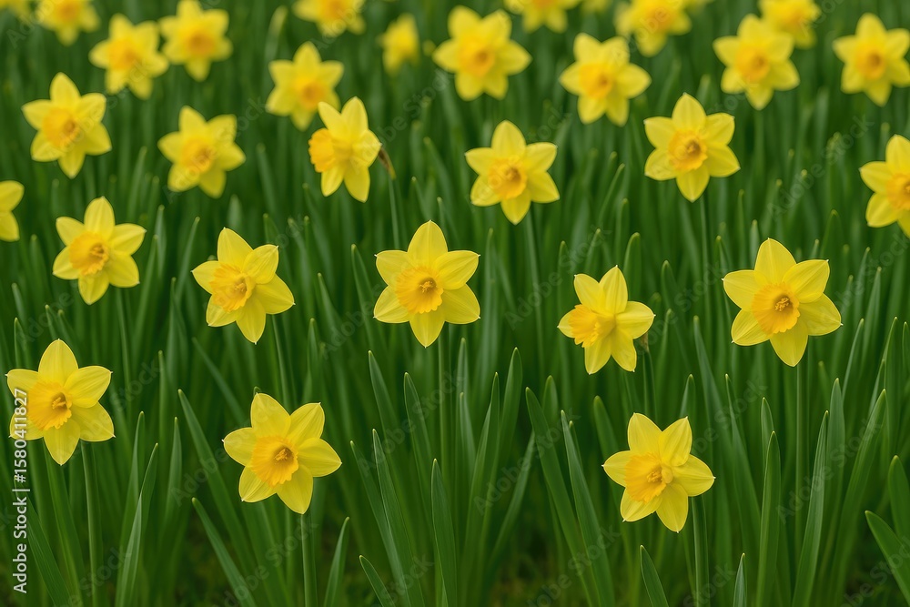 Fototapeta premium Blooming spring daffodils in full display