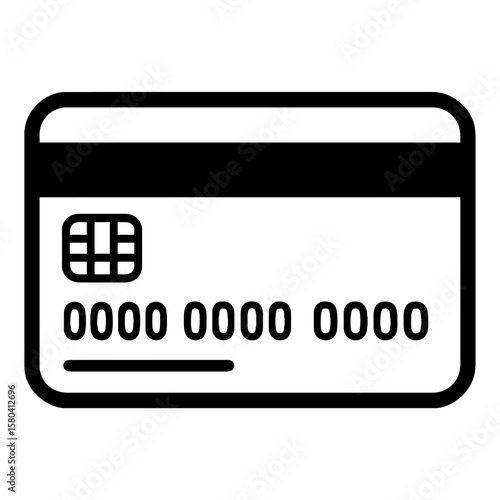 Secure Black and White Credit Card Icon Vector - Online Payment and Banking Symbol