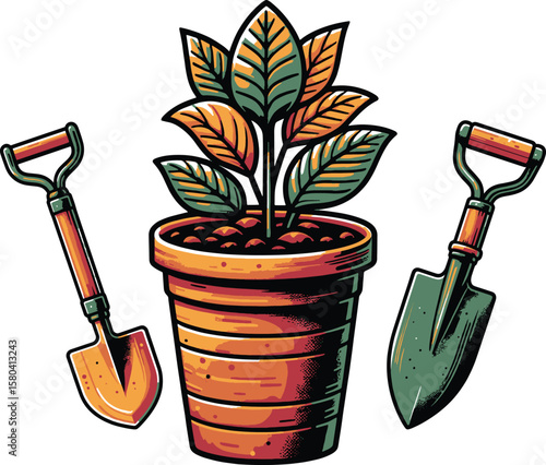 Gardening tools and garden tools in illustration isolated on a white background. EPS-10.