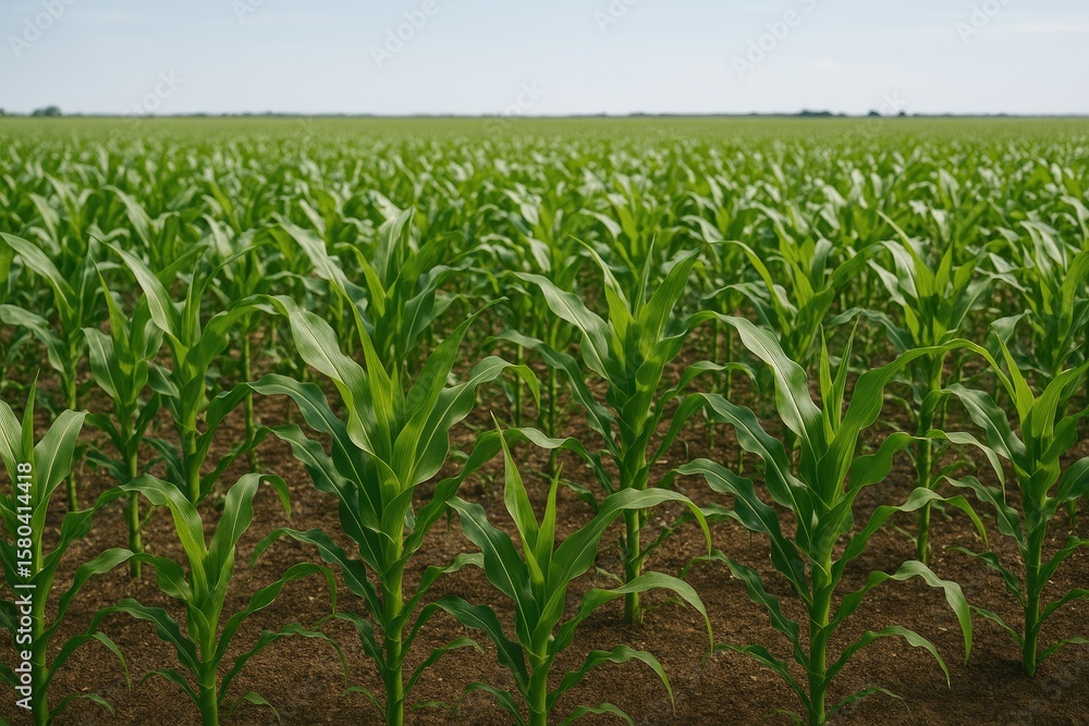 Untouched organic green maize in rural farmland Untouched organic green maize in rural farmland