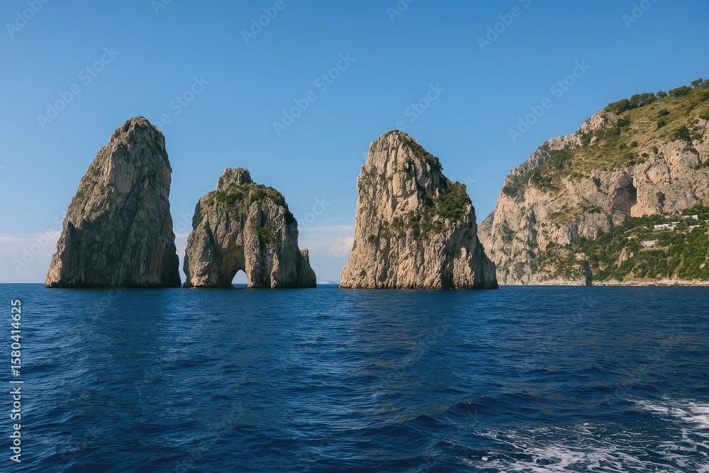 Naklejka premium South coast rocky shoreline seen from the ocean view