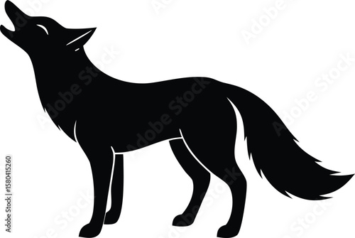 minimalist wolf-like fox howling outline for tattoo artists and merch
