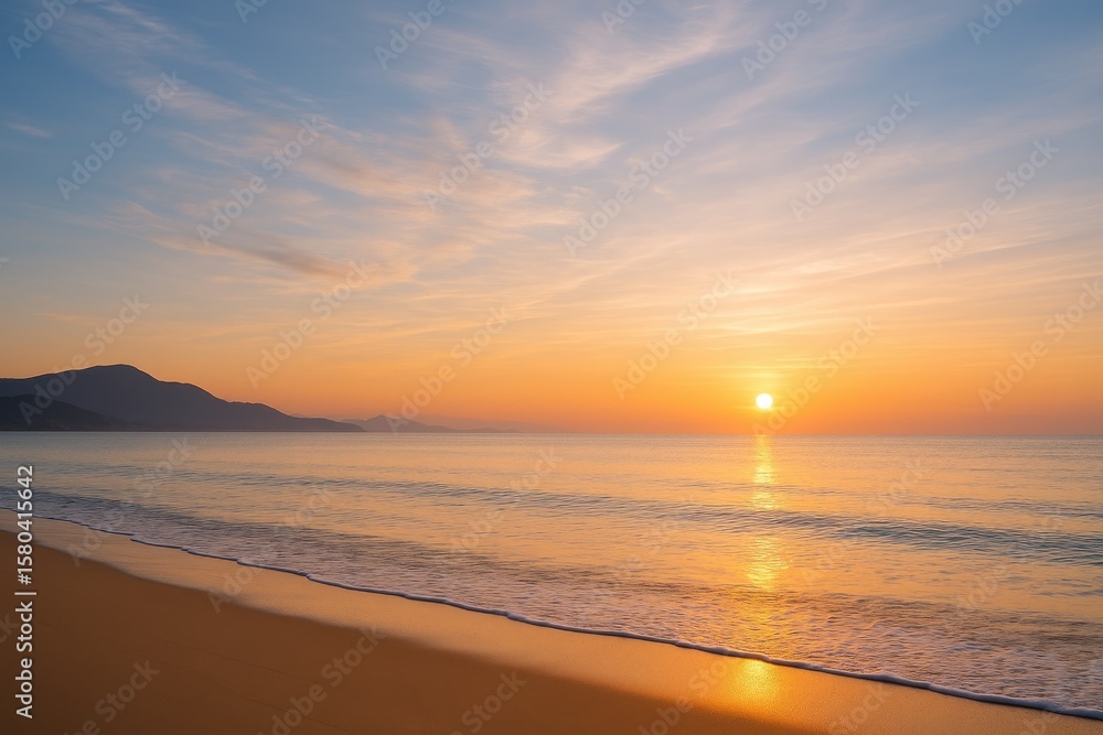 Fototapeta premium Serene ocean view at dawn with peaceful waters