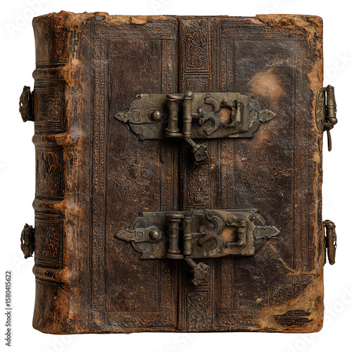 Ancient book with intricate metal clasps