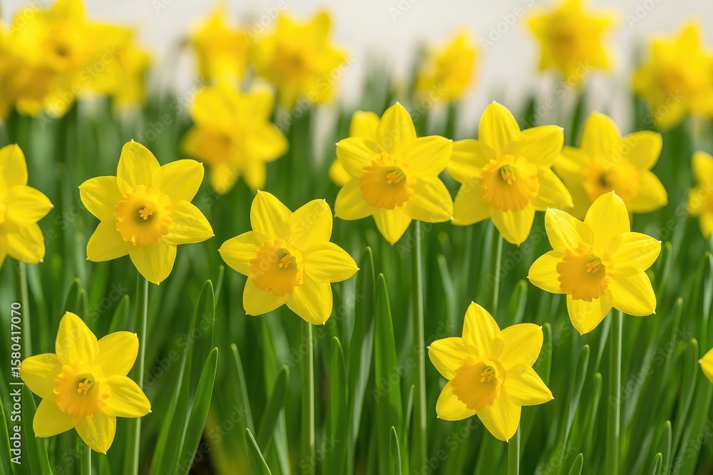 Obraz premium Joyful Spring Bloom with Yellow Daffodils in March