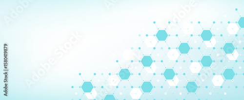 Molecular abstract structure and genetic engineering DNA. Healthcare and medicine background concept. Scientific research background. Wave flow. Innovation pattern. Vector illustration.