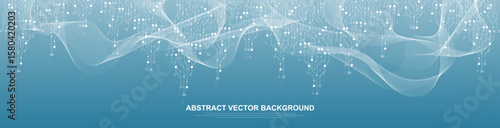 Modern technology circuit board texture background design. Quantum computer technologies concepts, large data processing. Futuristic blue circuit board background. Minimal vector motherboard