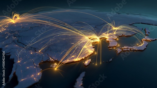 Earth Network Connection Over Asia