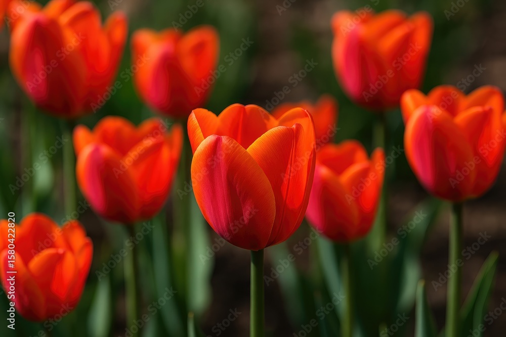 Bright Red and Orange Tulip Blossom Bright Red and Orange Tulip Blossom