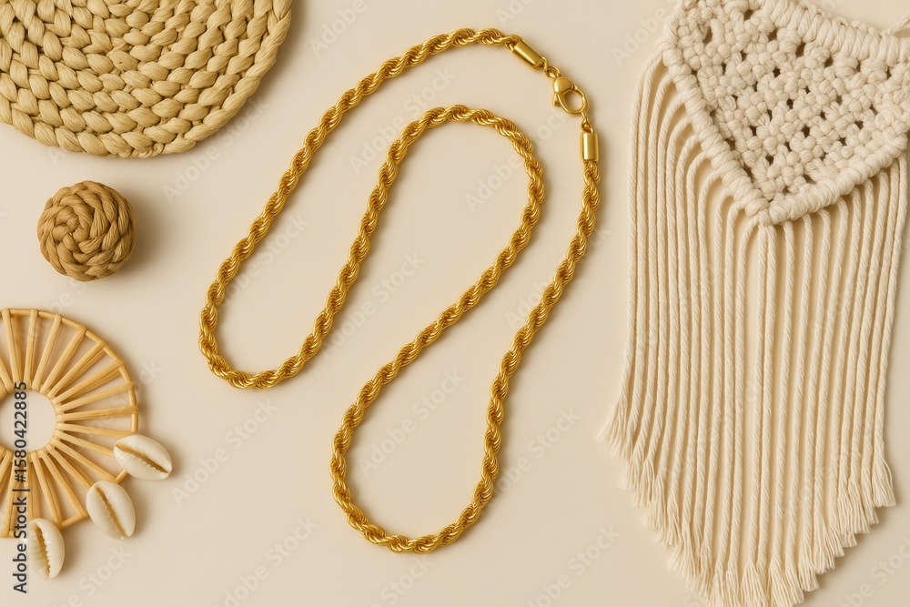 Fototapeta premium Handcrafted jewelry and artisan rope accessories