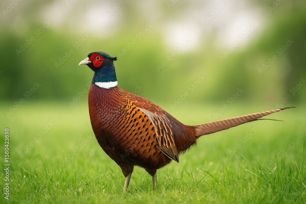 Fototapeta premium Male ring-necked pheasant in its natural environment