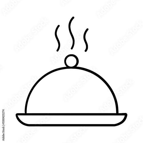 Hot steaming meal on cloche icon symbolizing restaurant service