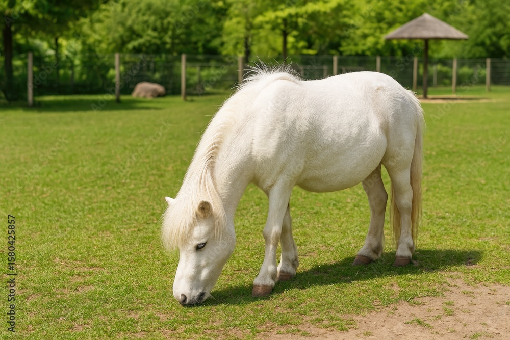 Obraz premium Wildlife sanctuary: caring for a pony