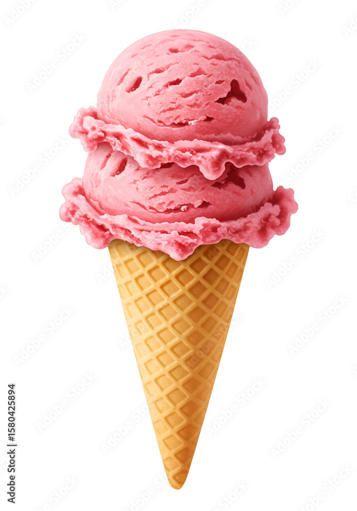 Isolated Transparent Background Of Two Scoop Strawberry Ice Cream Cone Isolated Transparent Background Of Two Scoop Strawberry Ice Cream Cone