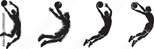 Sport Athlete Vector Silhouettes - Basketball Poses
