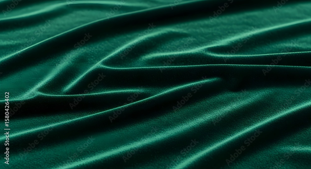 Obraz premium Dark Green Satin Fabric with Soft Drapes and Elegant Shine for Luxury Textiles