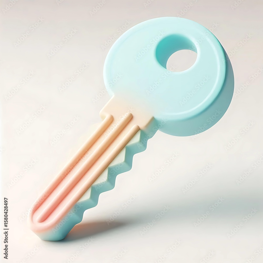 3D Cartoon Key Icon Blue and Pink 3D Cartoon Key Icon Blue and Pink