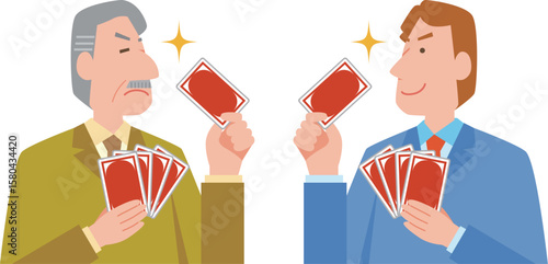 カードゲームをする男性