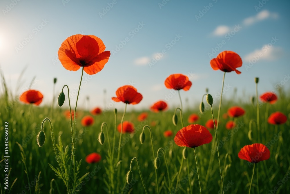 Fototapeta premium Background featuring vibrant poppies