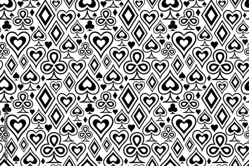 Black and white pattern of card suit symbols