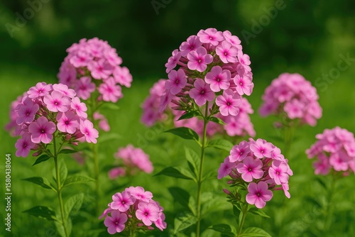 Clusters of pink flowers blooming around the portrait