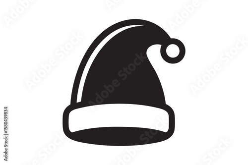 Santa Hat Silhouette Vector – Christmas Holiday Icon Design