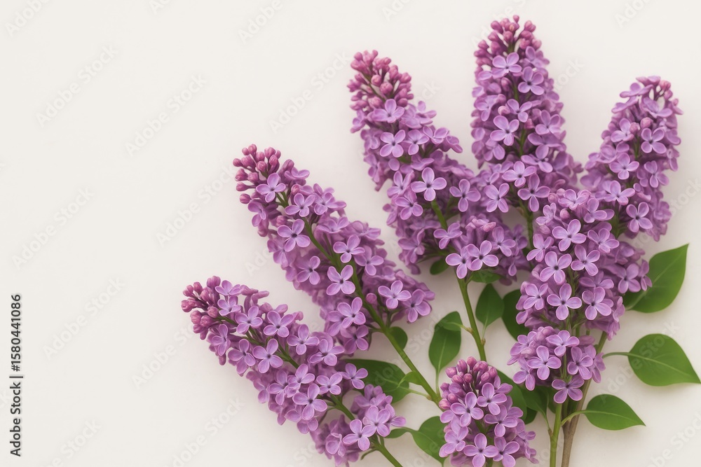 Obraz premium Light background featuring purple lilac blossoms