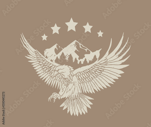 Eagle usa wild aspen california wreaf birds American hawk adventure vintage Varsity College Trending Graphic Tee t-shirt logo slogan artwork typography tote badge emblem crest biker green brown 