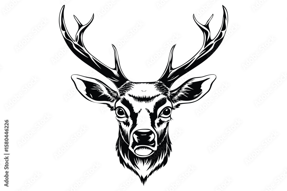 Fototapeta premium Christmas Deer Silhouette Clipart