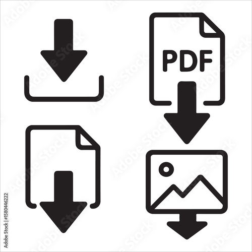 Vector download and upload icon set with arrow symbols for web and data interface design