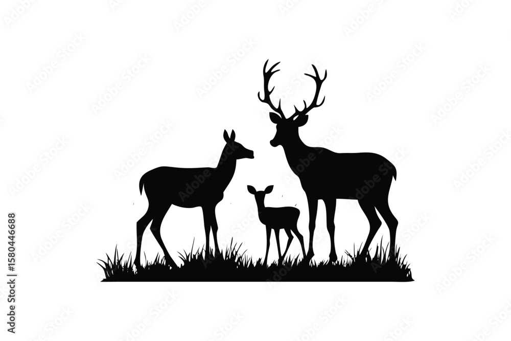 Naklejka premium Deer Head Side View Silhouette