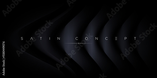 Elegant soft folds of black satin fabric. Minimalist luxury texture for premium digital branding, high-end designs, stylish presentations and contemporary visual compositions.