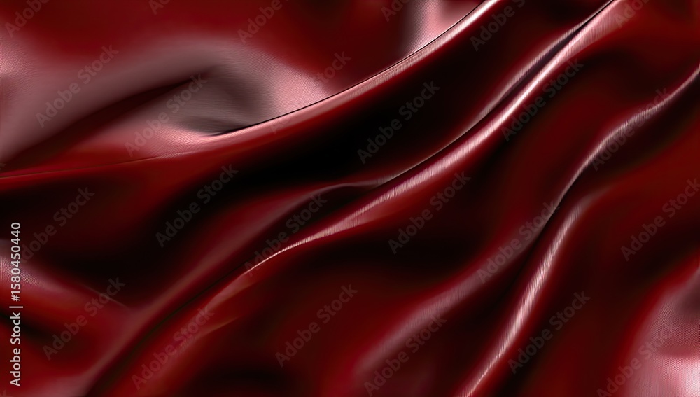 Obraz premium Deep burgundy satin fabric drapes in flowing folds