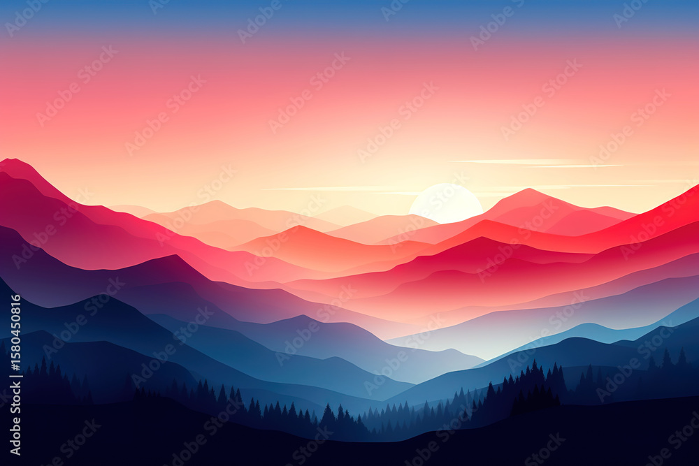 Obraz premium Unbelievable Colorful sunset over mountains composition