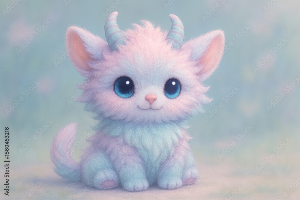 Fototapeta premium Adorable fluffy fantasy creature